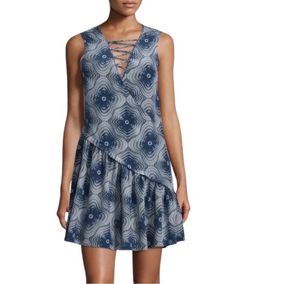 Opening Ceremony NWOT Sleeveless Asymmetric Medallion Silk Dress in Ink - Picture 1 of 12